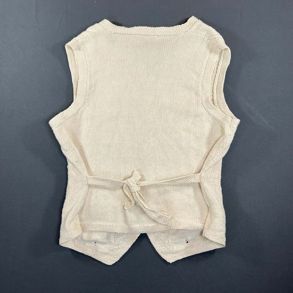 Lauren Ralph Lauren Hand Knit Cotton Sweater Vest Cream Cable Knit Button Up M - Picture 6 of 7